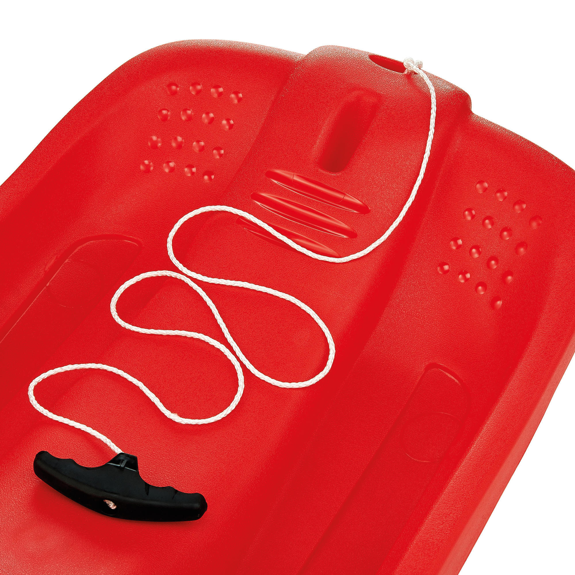 Children's red tray sled with brakes