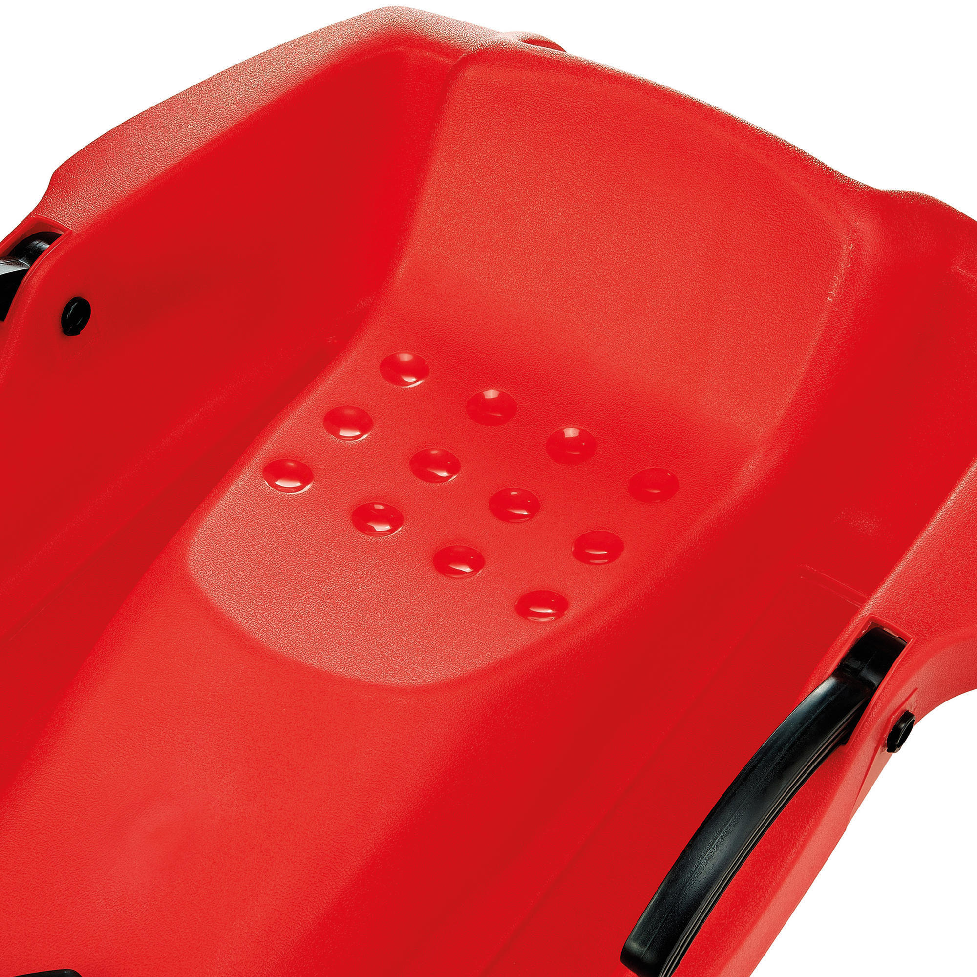 Children's red tray sled with brakes