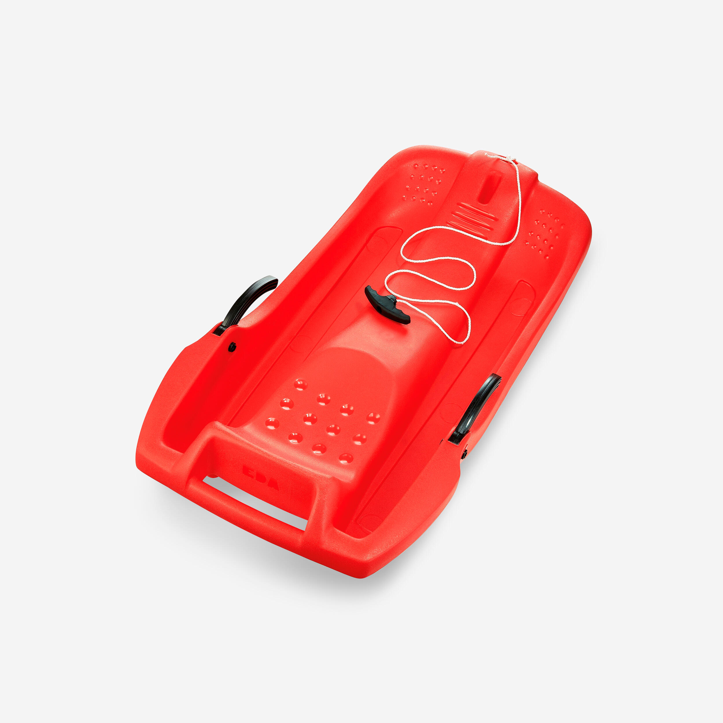 Children's red tray sled with brakes