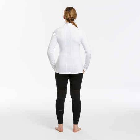 Moteriški apatiniai slidinėjimo marškinėliai „500“, balti