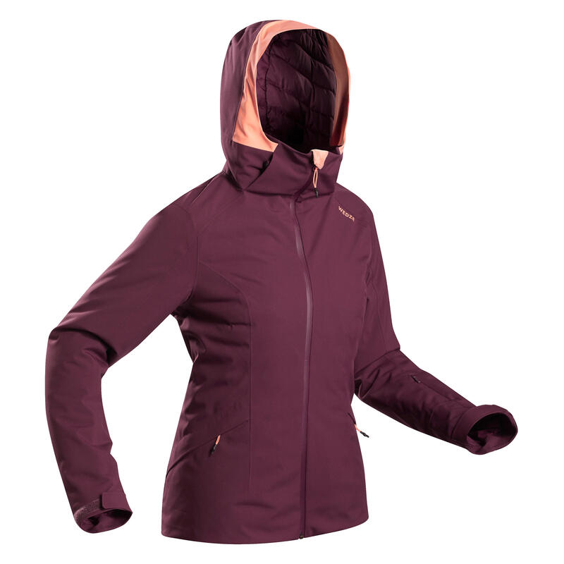 Women’s Warm Ski Jacket 500 - Burgundy