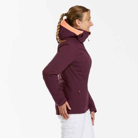 Women’s Warm Ski Jacket 500 - Burgundy