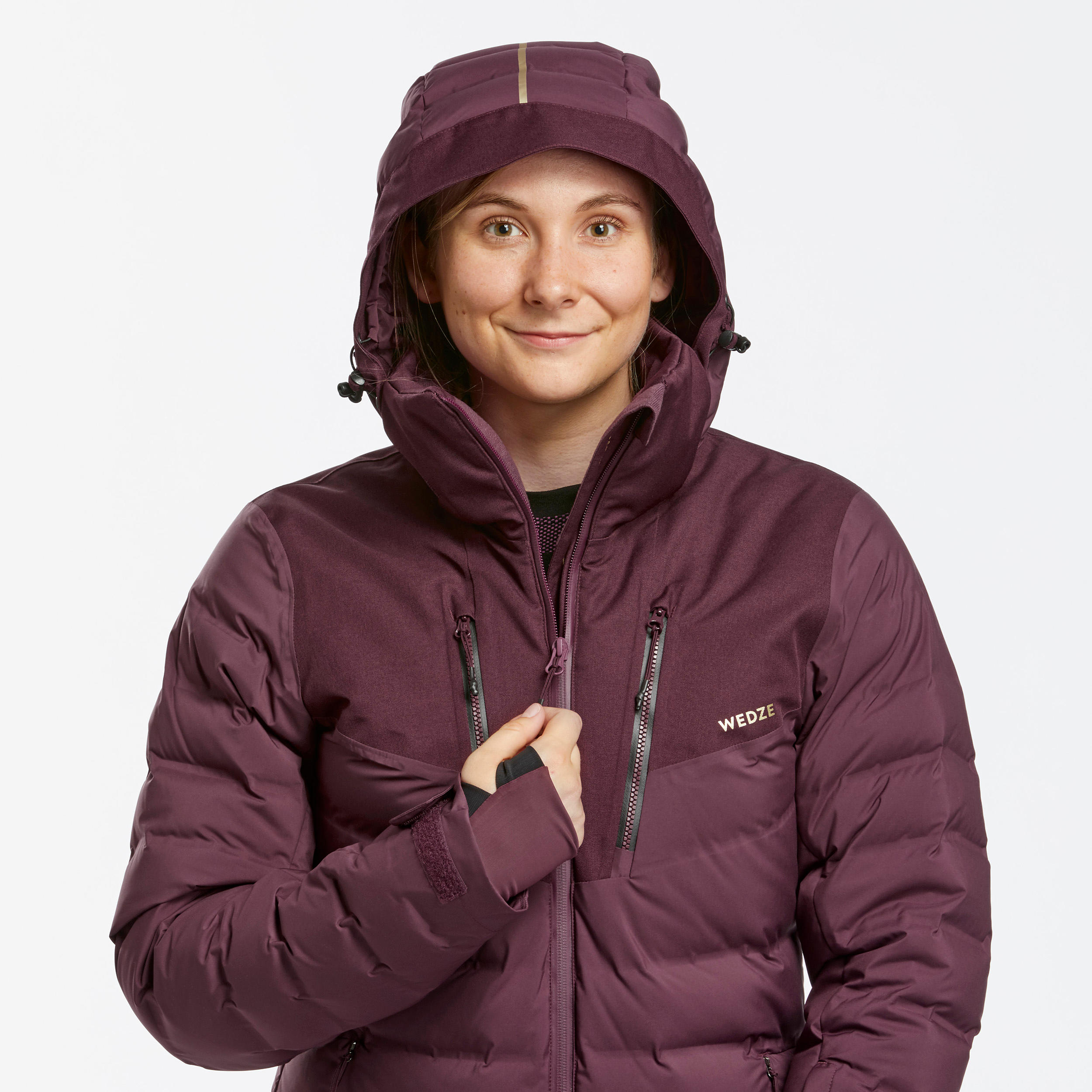 Chaqueta de Nieve Ski y Snowboard Mujer - Wedze 900 Impermeable Burdeo 8/17