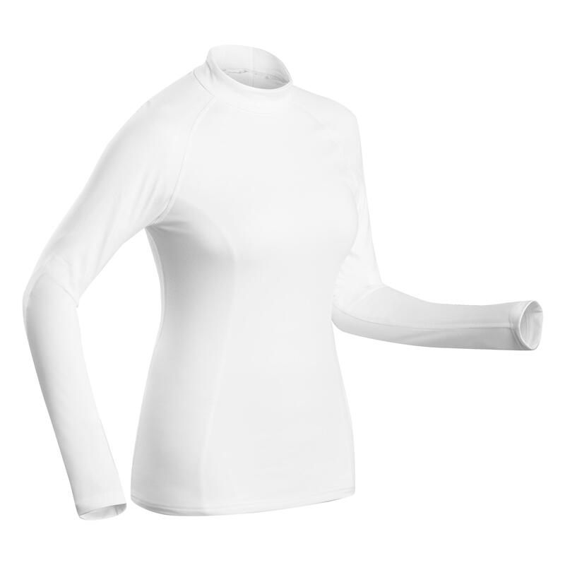 Camiseta Térmica de Esquí y Nieve Interior Mujer Wedze Ski 500 Blanco
