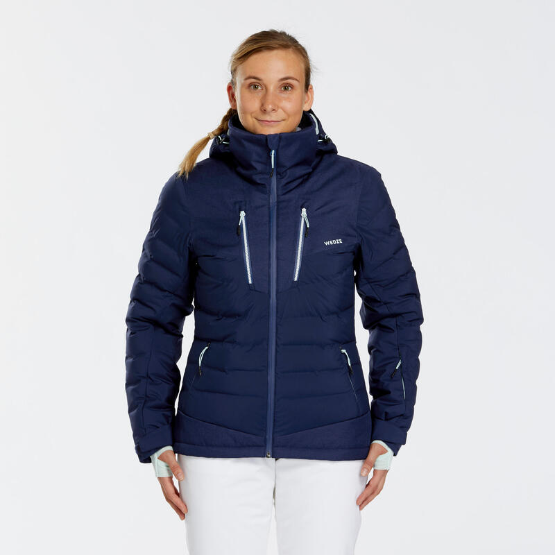 WARME DONSJAS VOOR SKIËN DAMES - 900 WARM MARINEBLAUW