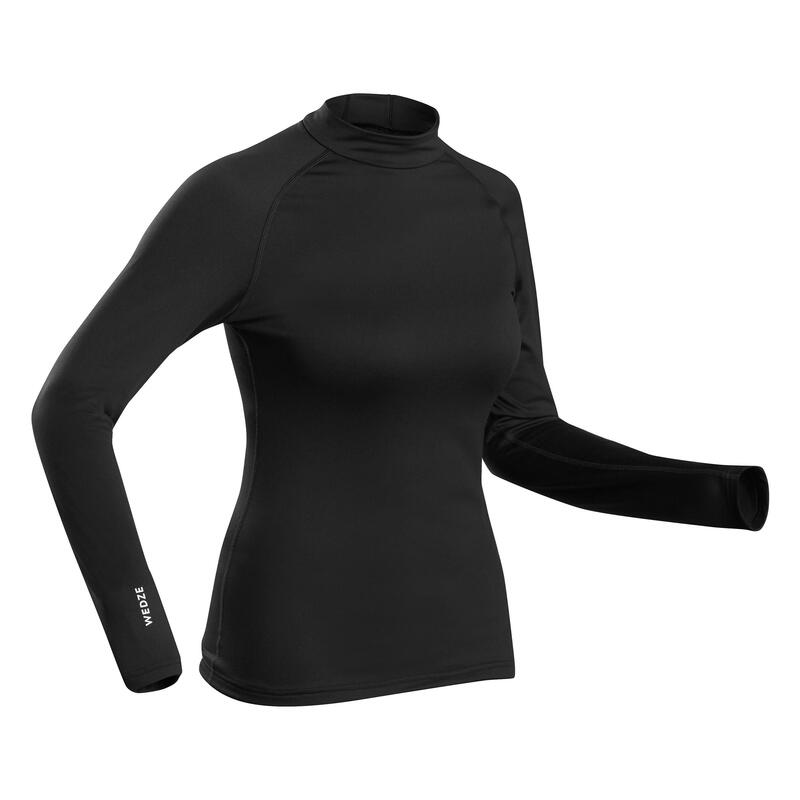Camiseta interior térmica de esquí Mujer Wedze Ski 500 negro