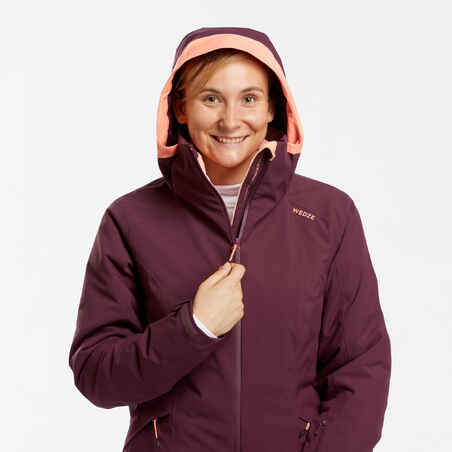 WOMEN'S PISTE SKI JACKET 500 - MAROON