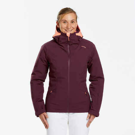 WOMEN'S PISTE SKI JACKET 500 - MAROON