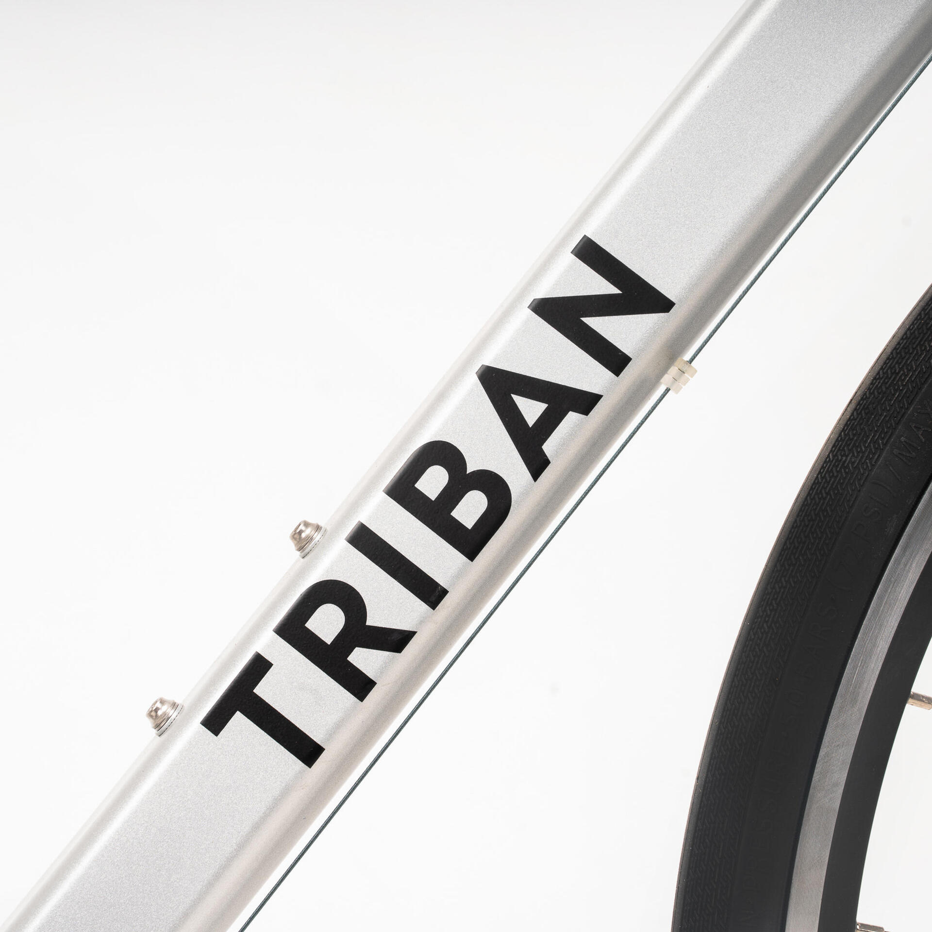 Triban Logo Triban RC100 Flat Bar Road Bike Speed Silver