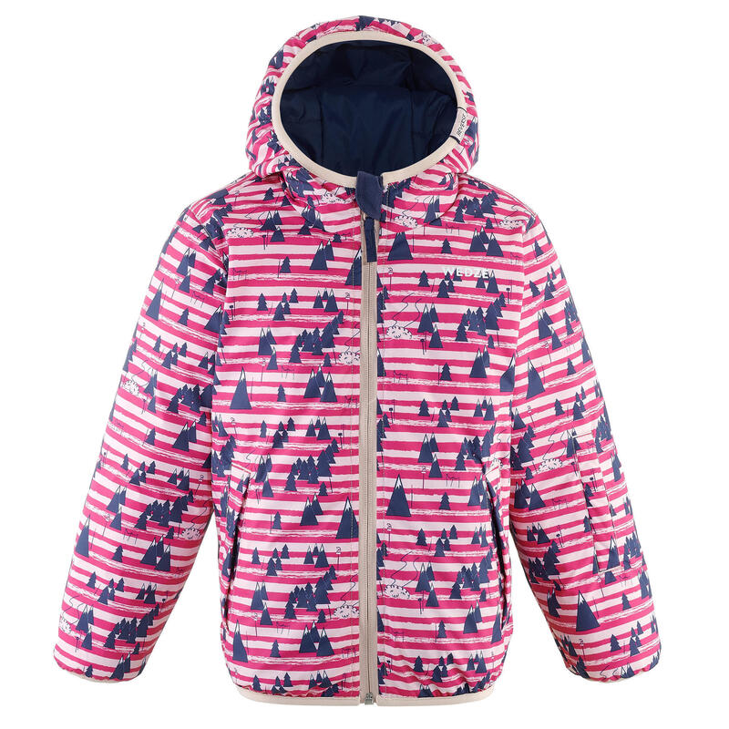 Skijacke 100 warm wasserdicht wendbar Kinder blau/rosa 