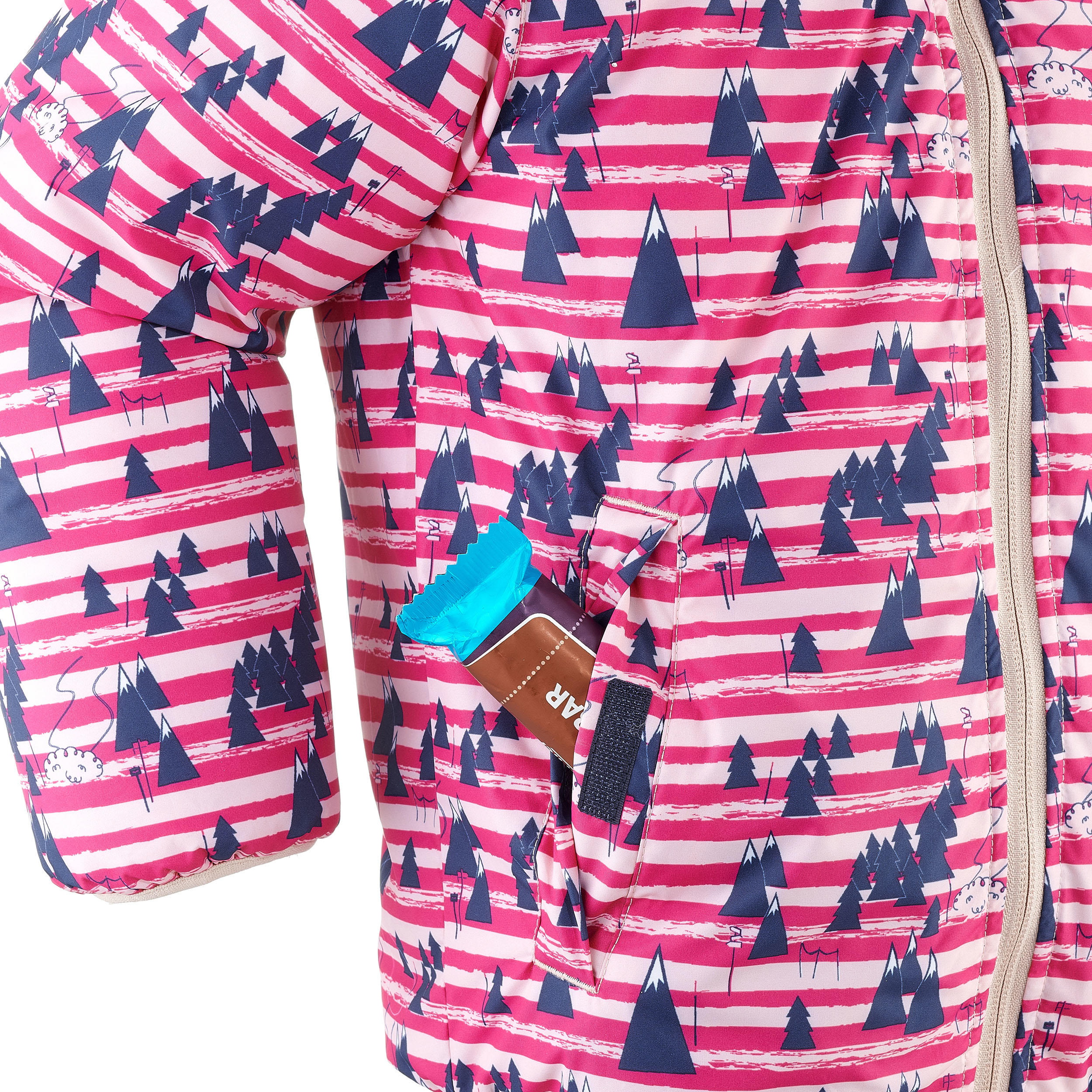 JAQUETA D'ESQUÍ NENS CÀLIDA I IMPERMEABLE WARM REVERSE 100 BLAU I ROSA 8/9