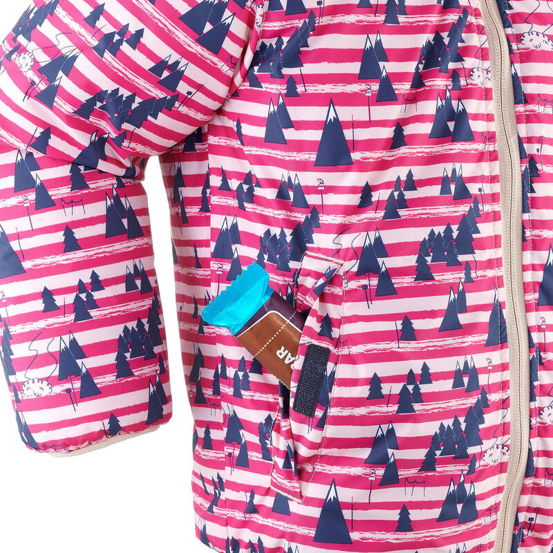 Skijacke 100 warm wasserdicht wendbar Kinder blau/rosa 