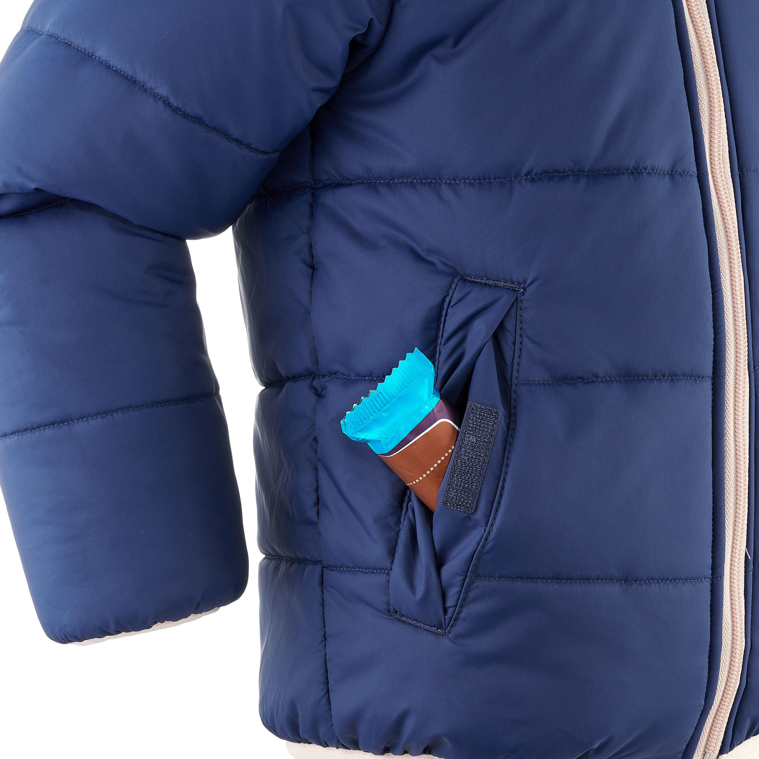 JAQUETA D'ESQUÍ NENS CÀLIDA I IMPERMEABLE WARM REVERSE 100 BLAU I ROSA 7/9