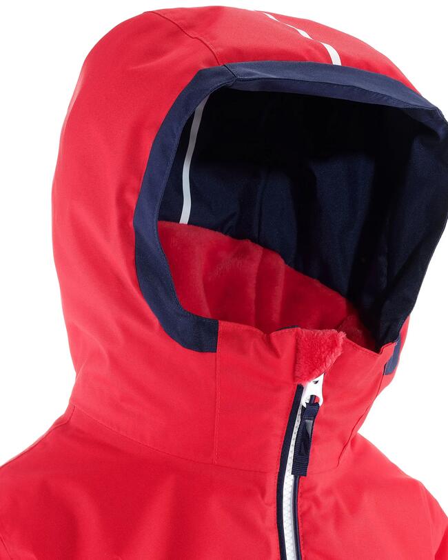 KIDS' WARM AND WATERPROOF SKI JACKET 500 PULL'N FIT RED / NAVY