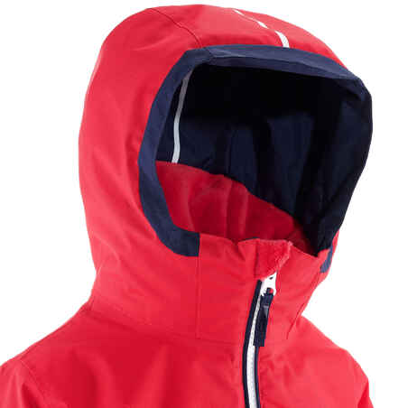 KIDS' WARM AND WATERPROOF SKI JACKET 500 PULL'N FIT RED / NAVY