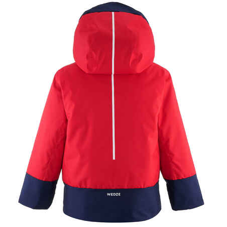 KIDS' WARM AND WATERPROOF SKI JACKET 500 PULL'N FIT RED / NAVY