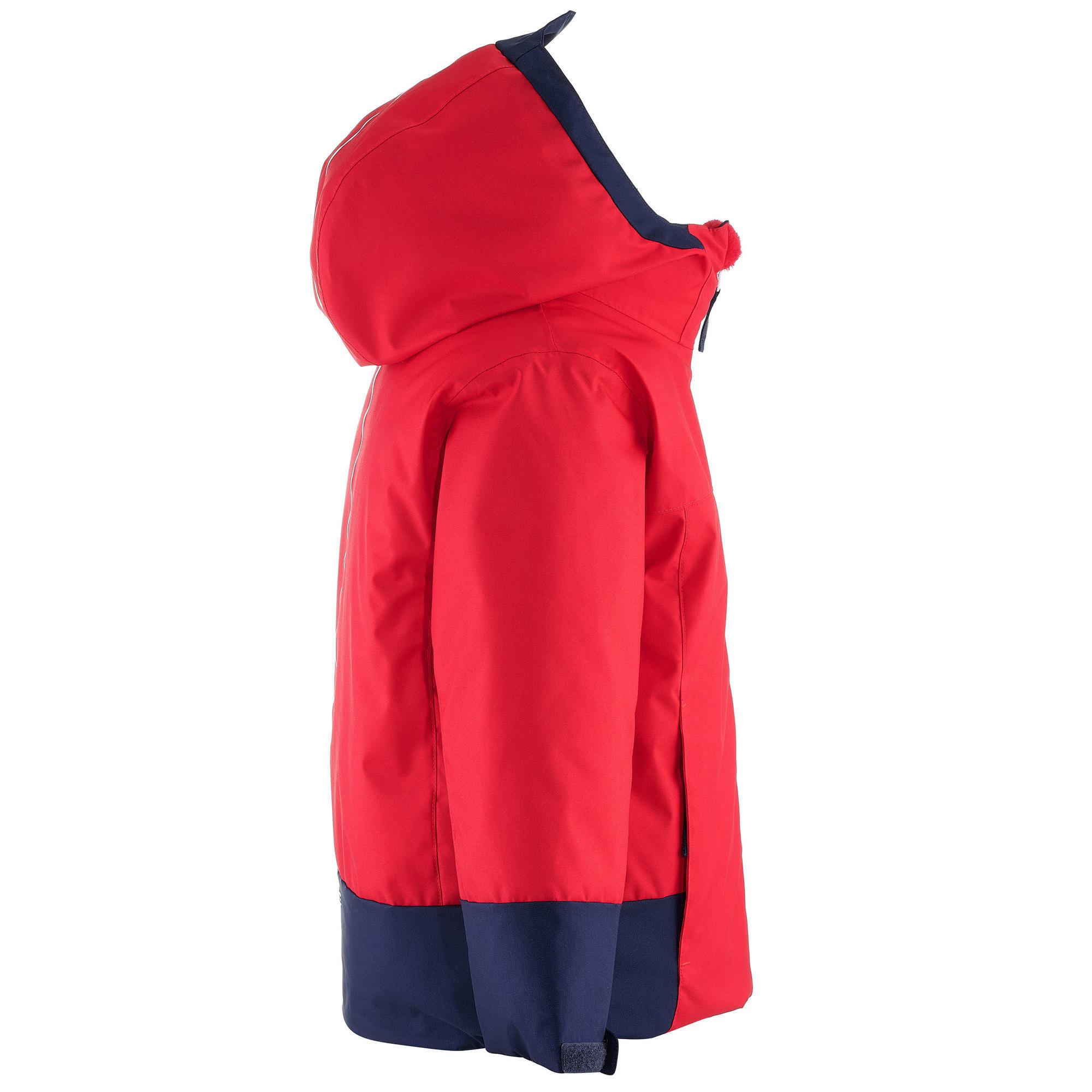 GIACCA DA SCI CALDA E IMPERMEABILE 500 PULL'N FIT PER BAMBINI ROSSO / MARINA