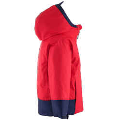 KIDS' WARM AND WATERPROOF SKI JACKET 500 PULL'N FIT RED / NAVY