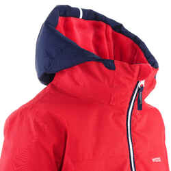 KIDS' WARM AND WATERPROOF SKI JACKET 500 PULL'N FIT RED / NAVY