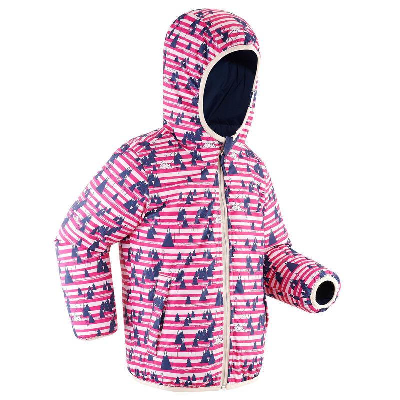 Skijacke 100 warm wasserdicht wendbar Kinder blau/rosa 