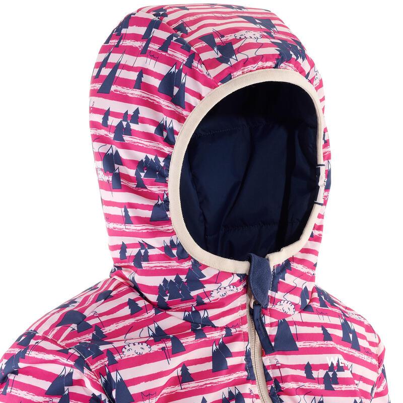 Dětská lyžařská bunda 100 Warm Reverse modro-růžová