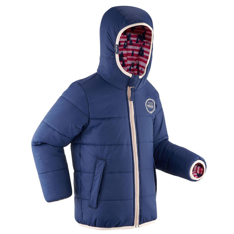 Dětská lyžařská bunda 100 Warm Reverse modro-růžová