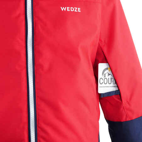 KIDS' WARM AND WATERPROOF SKI JACKET 500 PULL'N FIT RED / NAVY