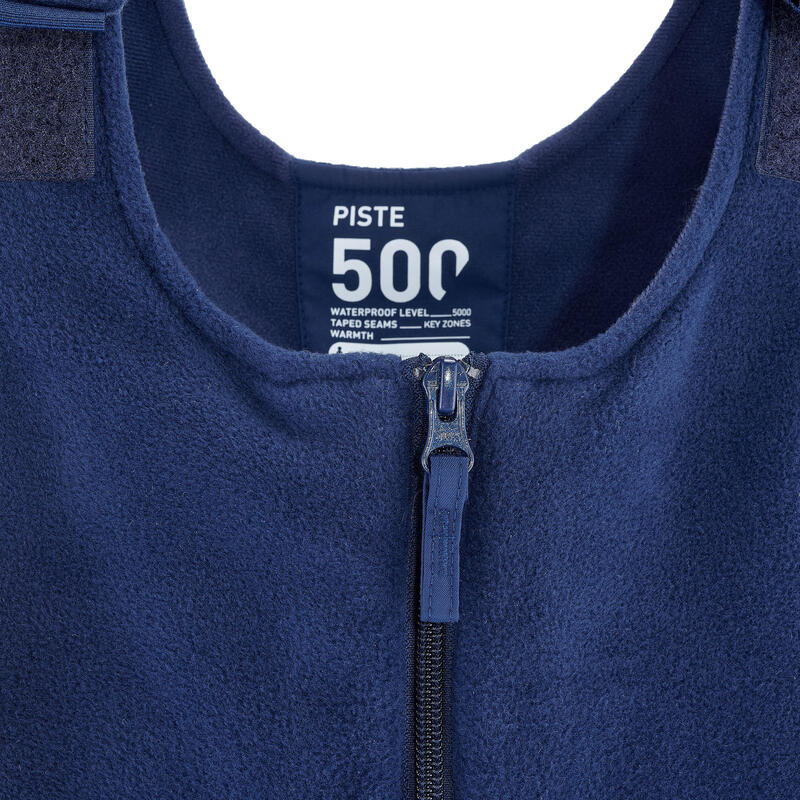 SALOPETTE DE SKI ENFANT CHAUDE ET IMPERMEABLE PNF 500 BLEUE MARINE