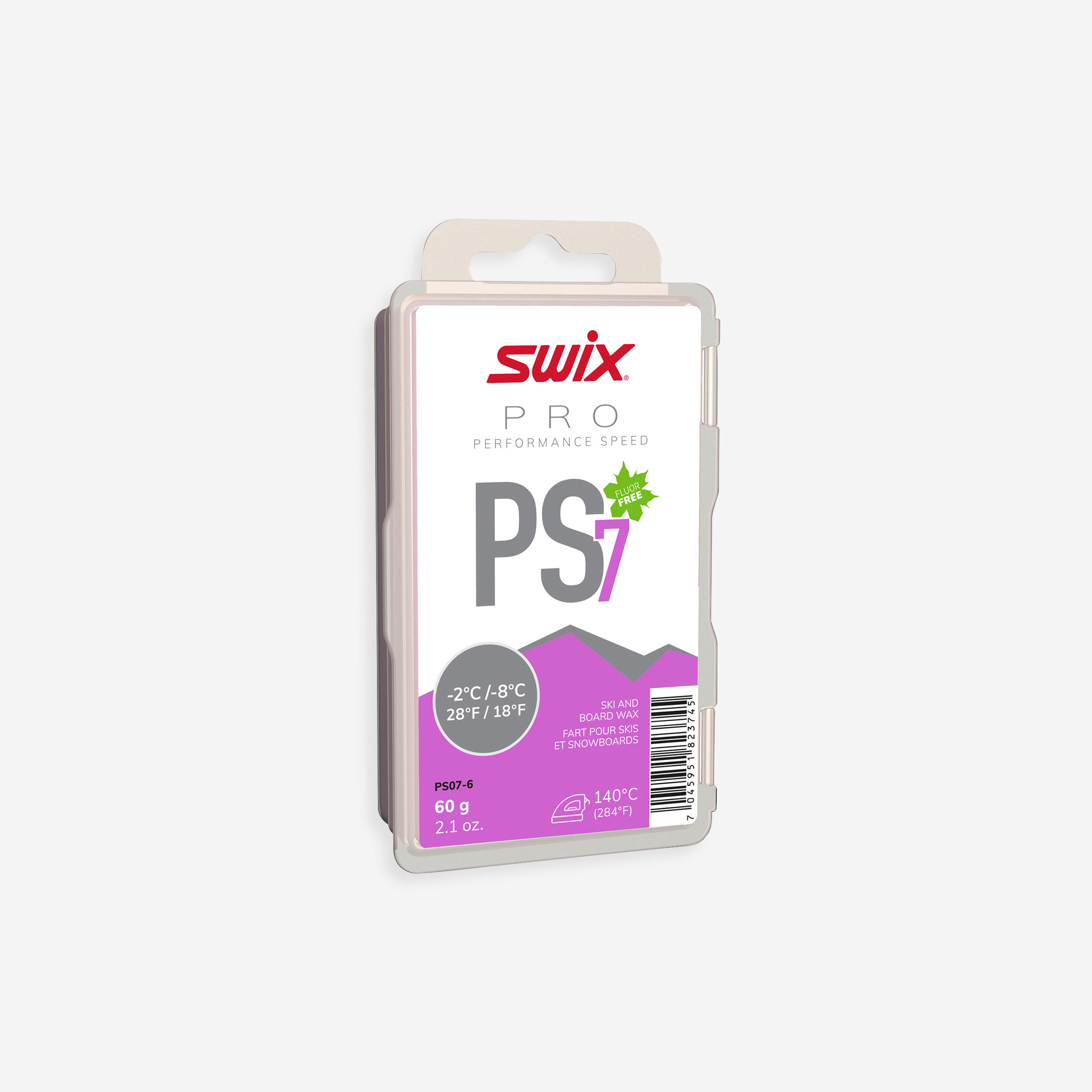 SWIX Sklzový vosk na bežecké lyže PS7 fialový - 2 °C/- 8 °C 60 g 60 g