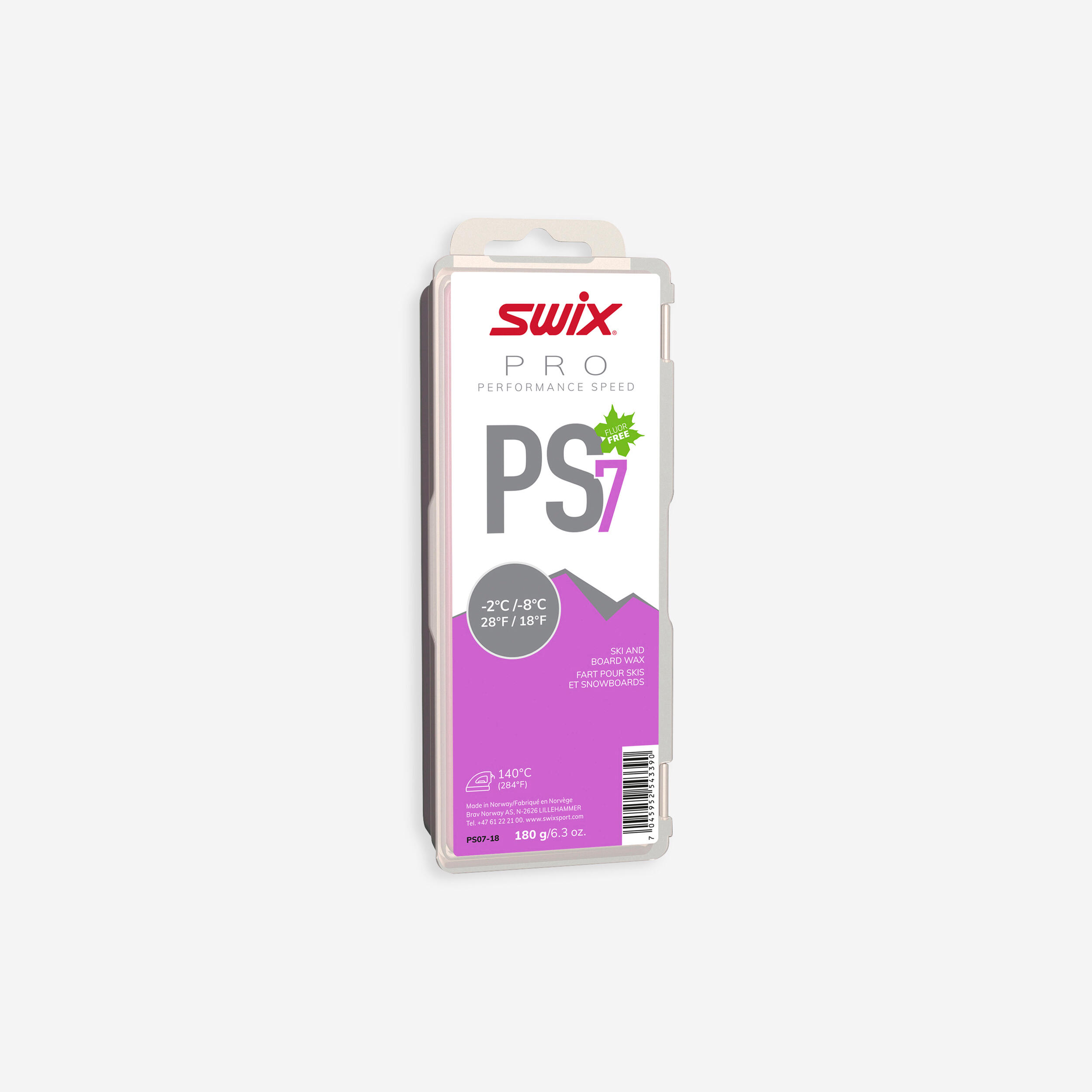 SWIX Vosk PS7 Violet na voskovanie za tepla -2 °C/-8 °C hmotnosť 180 g