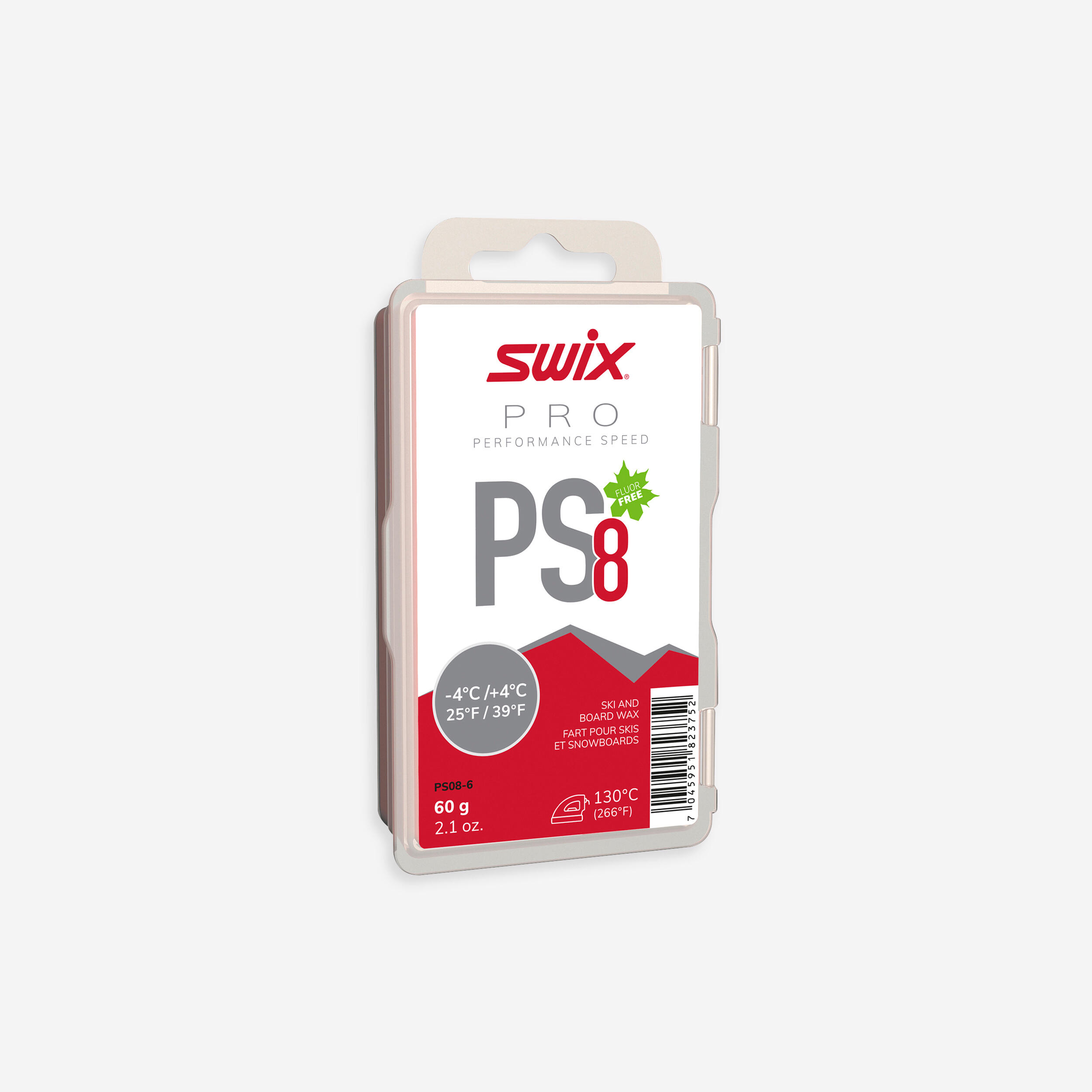 SWIX Skiwachs Gleitwachs PS8 Red -4/+4 °C 60 g