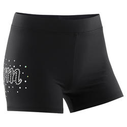 Pantaloncini ginnastica artistica femminile 500 neri con strass