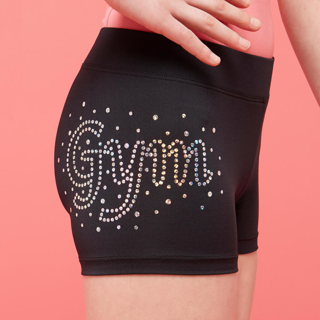 Girls' Gym Shorts 500 - Black/Pink