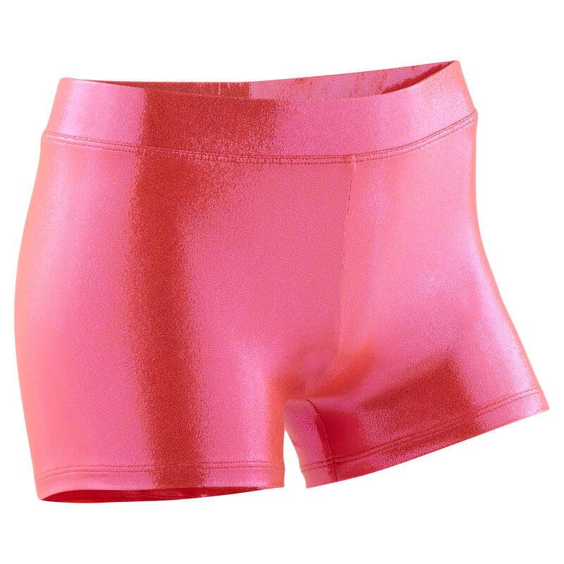 Pantaloncini bambina ginnastica 500 lurex rosa