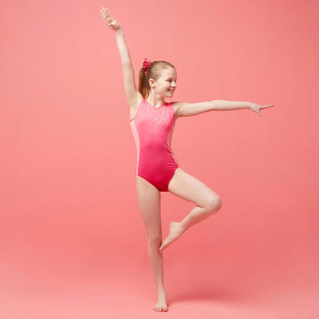 Gymnastikdräkt artistisk gymnastik ärmlös Junior rosa
