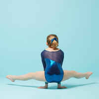 Girls' Long-Sleeved Gymnastics Leotard - Blue and Turquoise