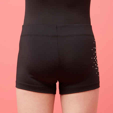 Girls' Gym Shorts 900 - Black Rhinestones
