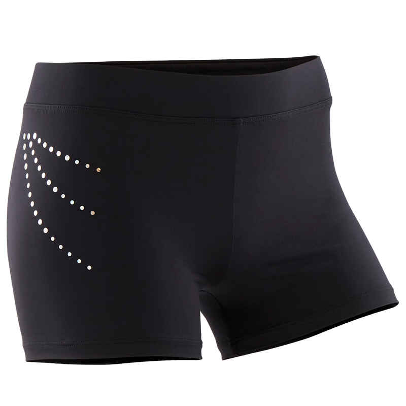 Gymnastikhose kurz Pailletten schwarz Gymnastikhose kurz Pailletten schwarz