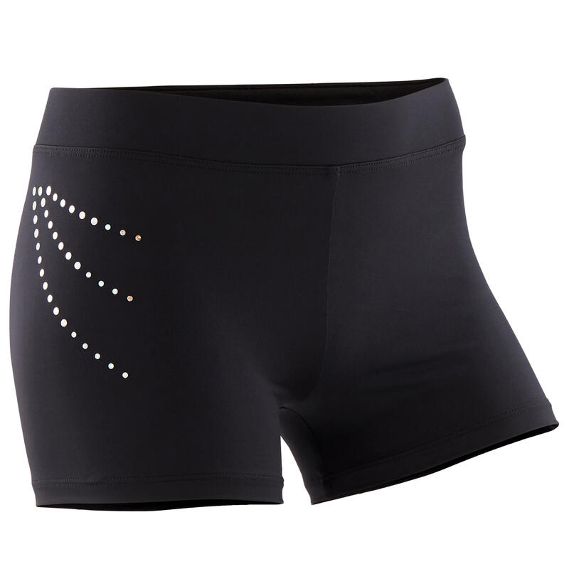 Girls' Artistic Gymnastics Shorts - Black/Sequins