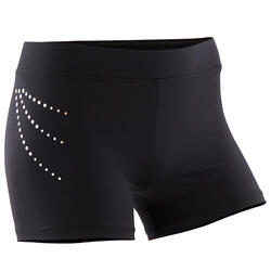 Pantaloncini ginnastica artistica femminile 500 neri con strass