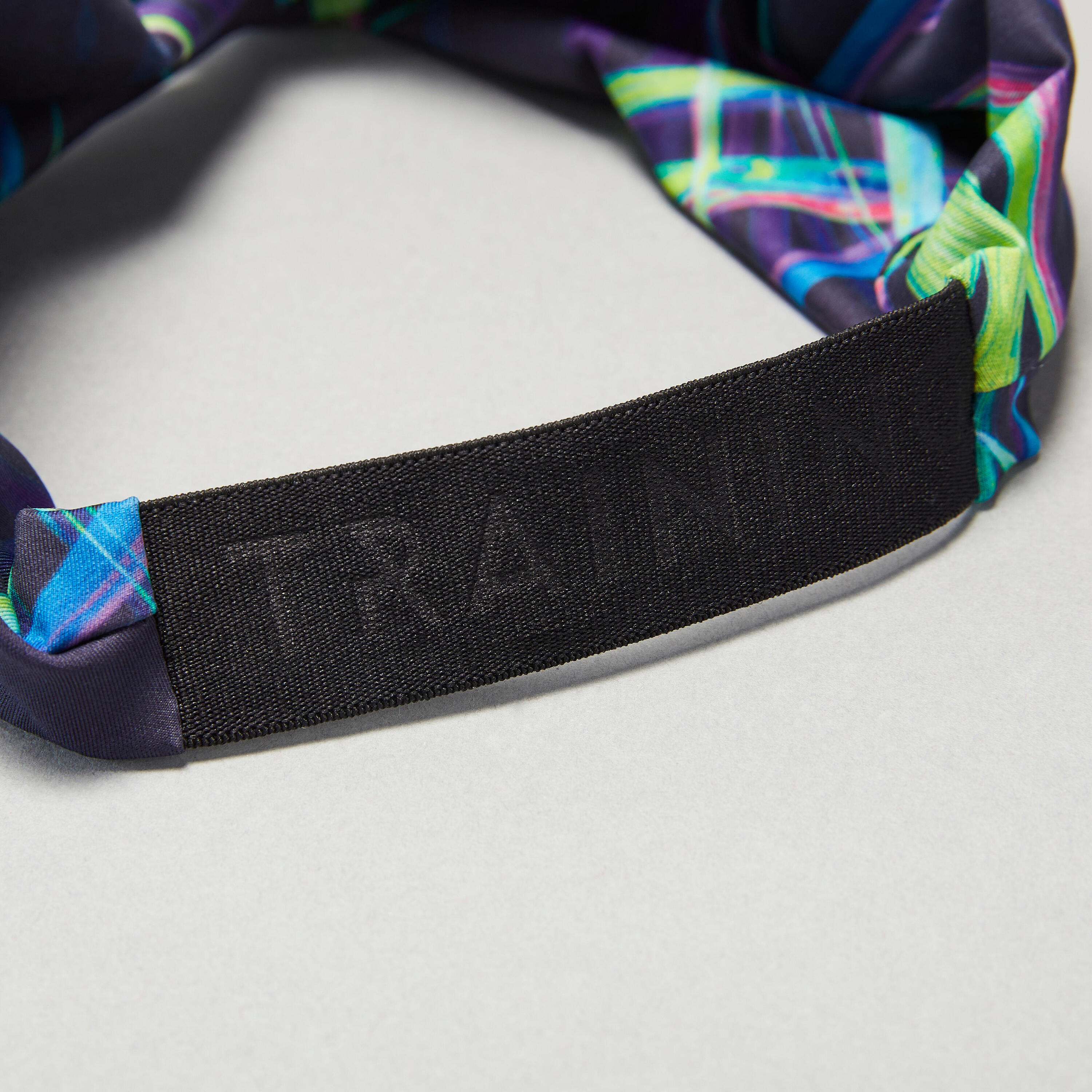 Women's Cardio Fitness Headband with Elastic - Navy Print 3/4