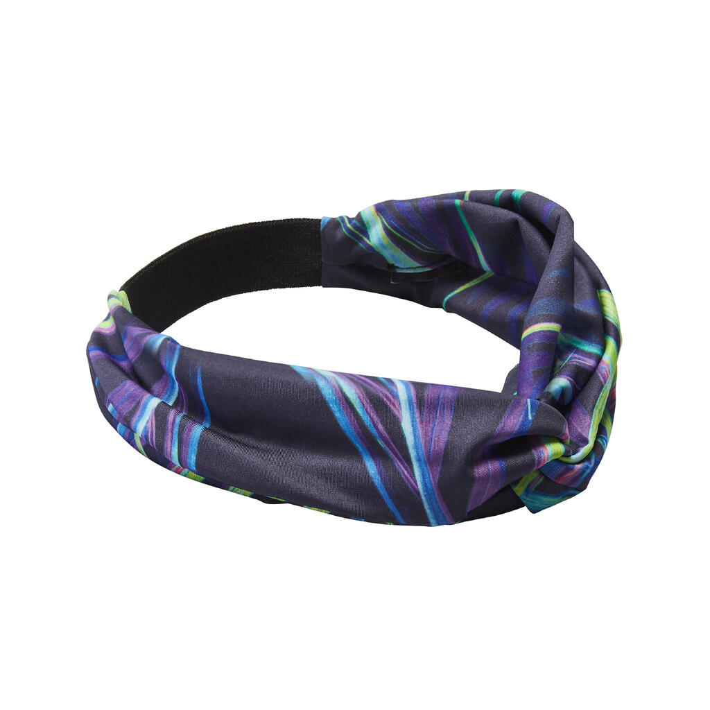 Women's cardio fitness headband with elastic - navy print