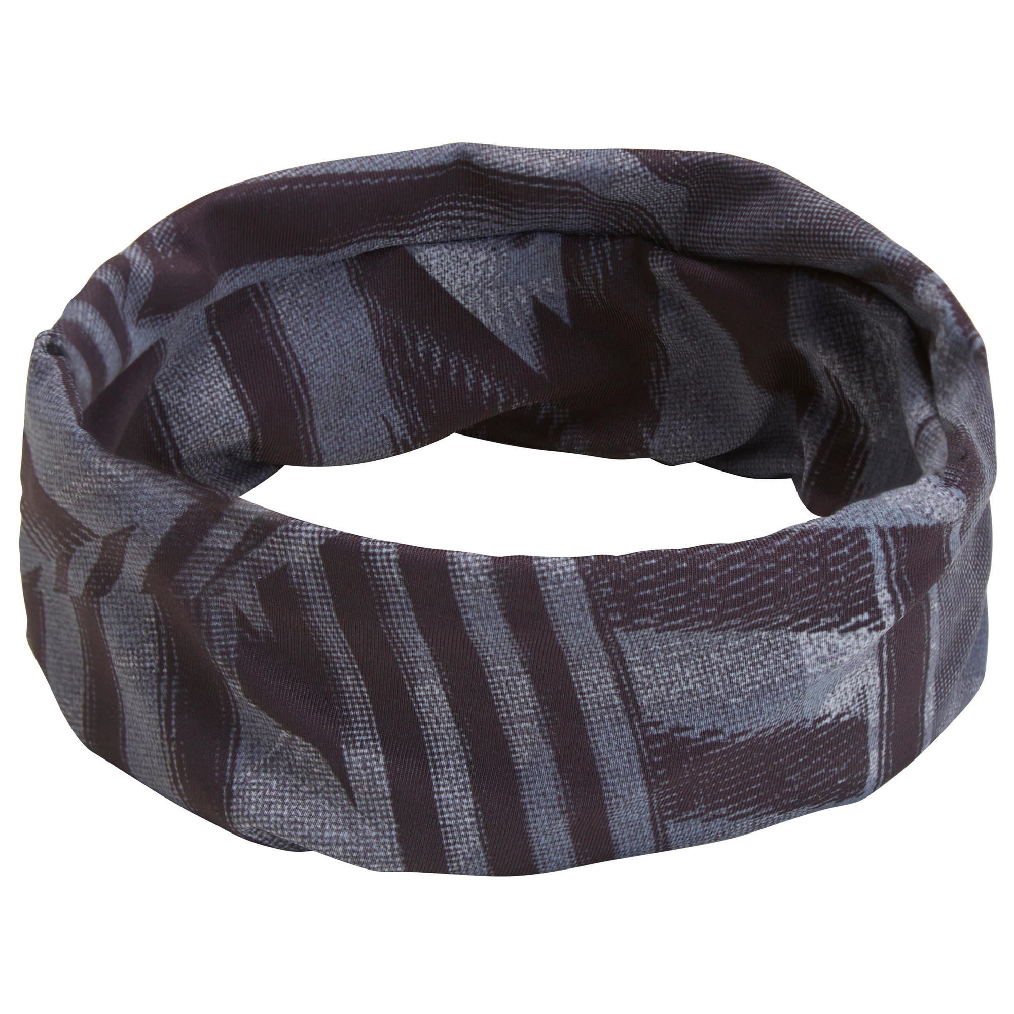 Bandeau cheveux fitness cardio training imprimé gris et noir | domyos