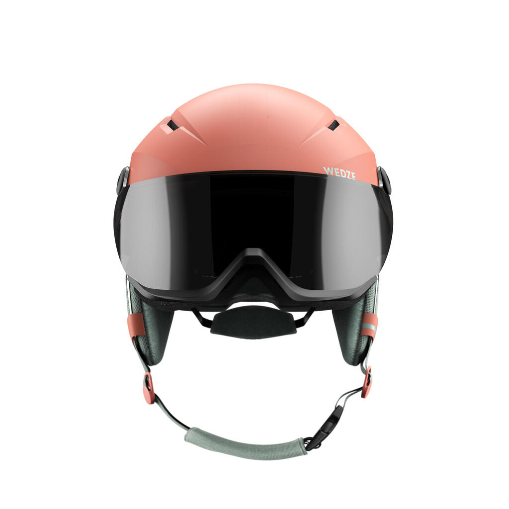Skihelm mit Visier Piste H350 Erwachsene koralle