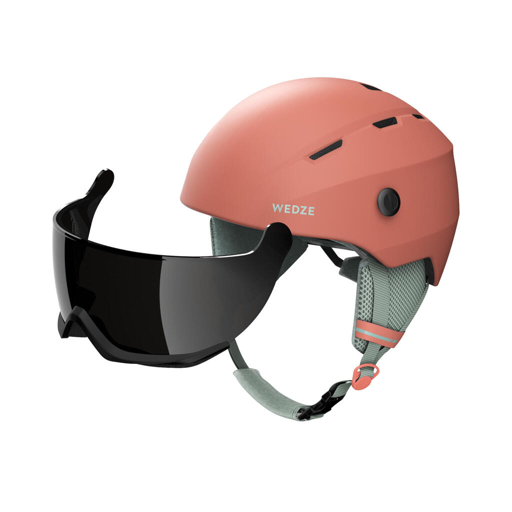Skihelm mit Visier Piste H350 Erwachsene koralle