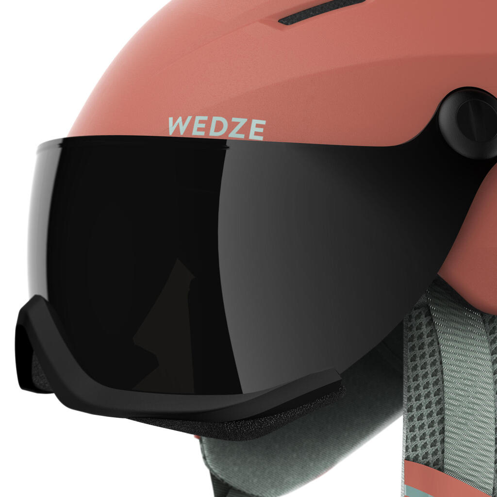 Skihelm mit Visier Piste H350 Erwachsene koralle