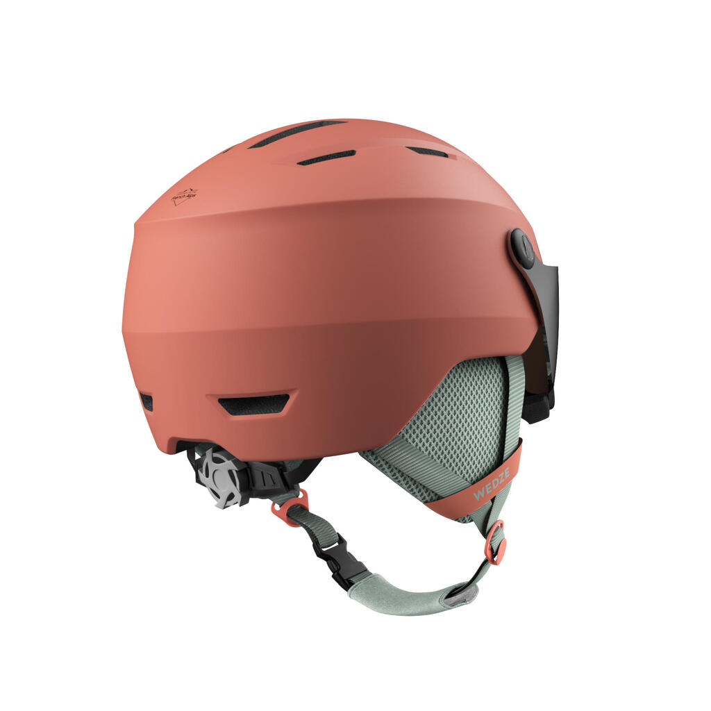 Skihelm mit Visier Piste H350 Erwachsene koralle