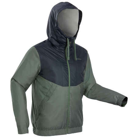 Kaki zelena moška pohodniška vodoodporna jakna SH100 