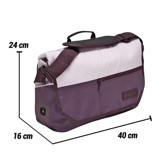 ELOPS 1 x 15L Bike Messenger Bag 500 Plum/Beige Decathlon