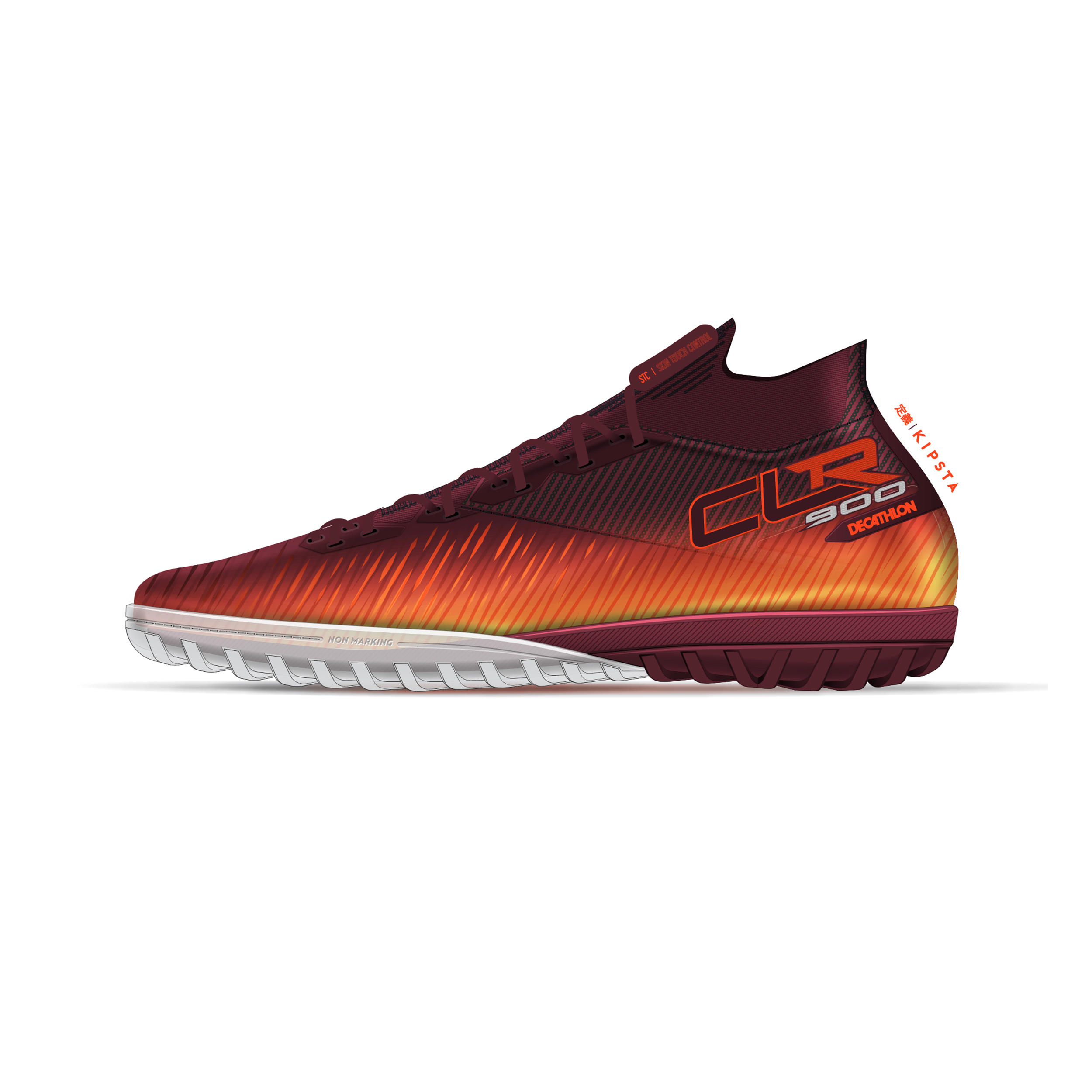 Botas de Fútbol multitacos CLR TF Adulto Burdeos Naranja 2/5